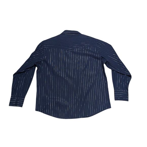 Vintage Wrangler Western Pearl Snap Button Down Shirt Navy Blue Mens X-Large XL - Picture 2 of 3